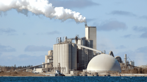 Cement plant producing carbon emissions