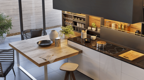 Eat-in kitchen design saves space