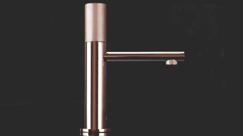 New single-hole faucets in manufacturer Franz Viegener’s lead-free brass Nerea series have a 6-inch spout reach with a knurled no-notch-back tilting handle.