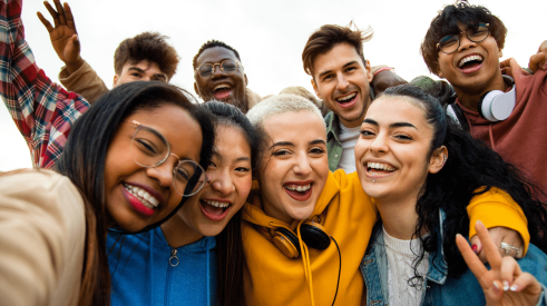 Group of happy Gen Z young adults