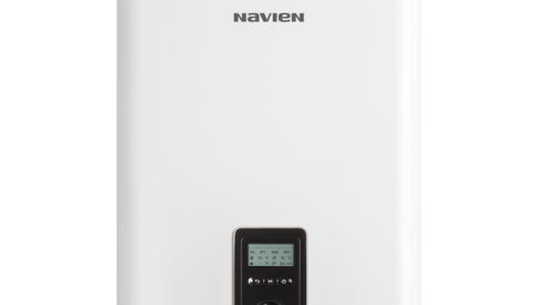 Available in two models, the NFB series of high-efficiency condensing fire-tube boilers from Navien each features a new, patented fire-tube heat exchanger that is form-pressed and robotically laser welded in-house to reduce weak points prone to thermal stress and corrosion. Oval tubes in the heat exchanger contain internal turbulators to improve the heat transfer rate and structural integrity. The boilers achieve a 95 percent AFUE rating. 