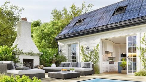 Net zero home with solar panels