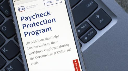 Paycheck Protection Program info displayed on smartphone