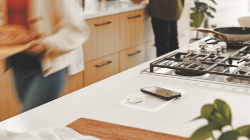 One of the new building products that caught editors' attention is FreePower's wireless countertop charging.