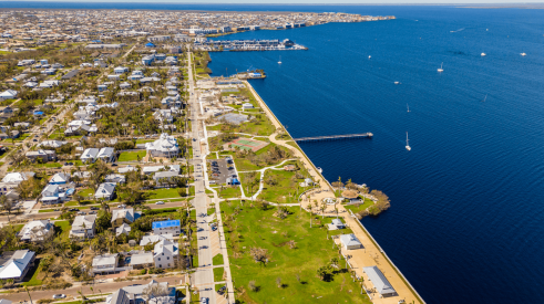 Aierial view of Punta Gorda, Florida, coastline