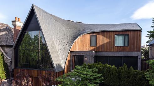 Rheinzink's zinc metal roofing installed on the "A-House" in Toronto
