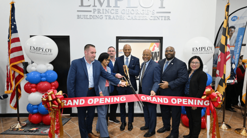 Maryland Gov. Wes Moore at ribbon-cutting ceremony for the new Building Trades Career Center