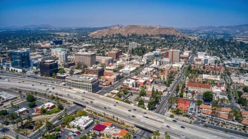 Aerial view of Riverside, CA metro area 