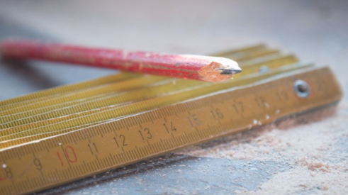 ruler and carpenter's pencil