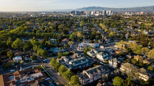 Aerial view of the city of San Jose, California