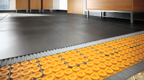 Schluter's The Ditra-Heat floor warming system provides floor warming and uncoupling in a single layer.