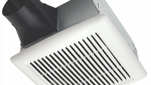 The Flex DC series from Broan is billed as the most flexible and efficient exhaust fan platform currently on the market. A Snap-Fit flange kit provides the option of installing the fan with or without a flange. Grille channels are designed to ease grille installation, while vertical alignment tabs—now placed on the housing’s corners—allow more fan space from the joist for better fitting drywall. The series’ TrueSeal damper technology reduces backdraft by more than 50 percent relative to standard fans