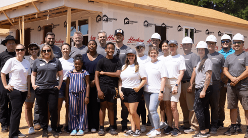 Country music star Tyler Hubbard with Habitat for Humanity building crew