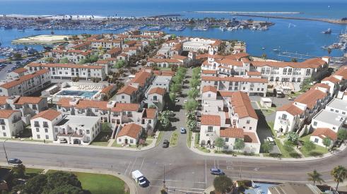 Aerial view of TSM's Portside Ventura Harbor Townhomes