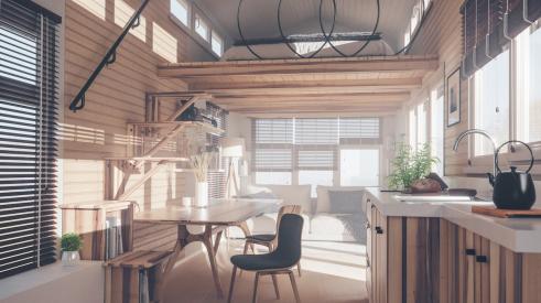 Timber prefab home interior