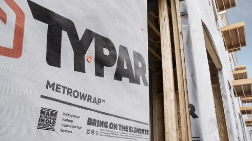 Typar housewrap installed on a home