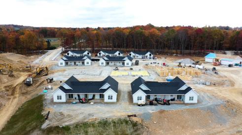 Aerial view of Wisteria community under construction in Pennsylvania