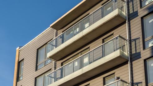 Close up of apartment balconies