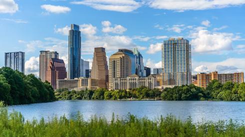 View of Austin, Texas, skyline across the water