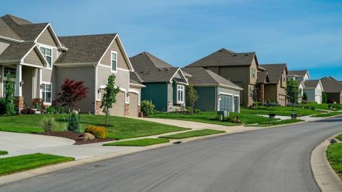 Block of single-family houses in the suburbs