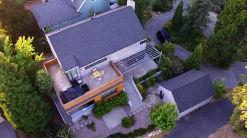 Aerial view of house exterior