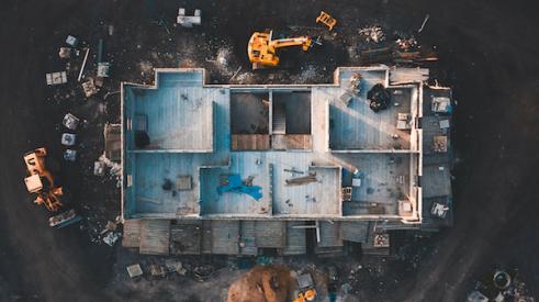 Construction site aerial view