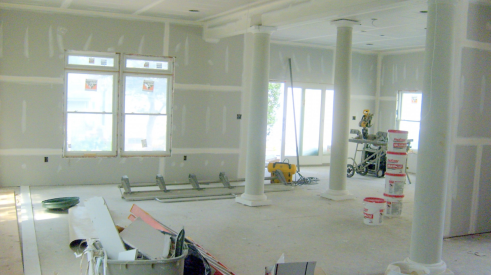 home interior with drywall installed