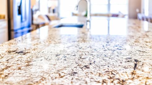 Speckled granite kitchen countertop