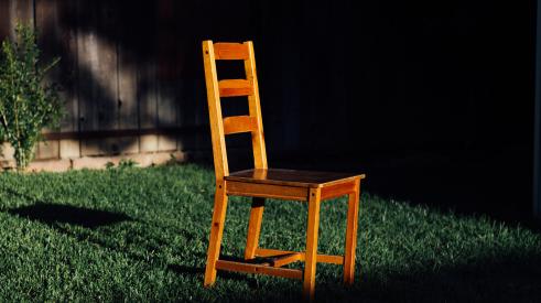 Wooden chair on a lawn