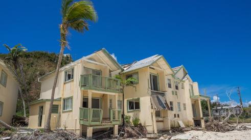 Townhouse apartments destroyed by hurricane on coast
