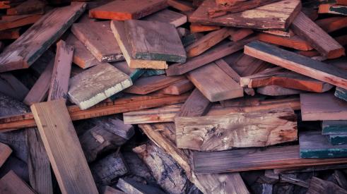 Pile of wood planks 