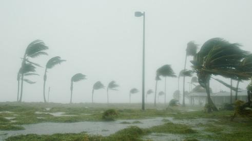 Hurricane striking the Florida Keys