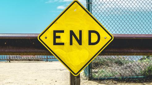 "End" sign on a road