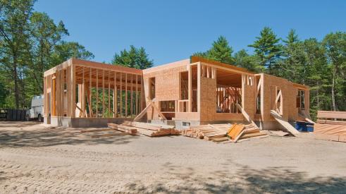 New wood framed custom home under construction