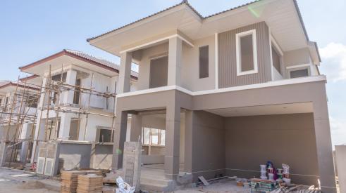 New stucco house under construction
