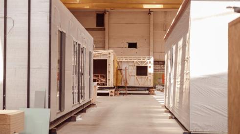Modular home constructed on factory floor