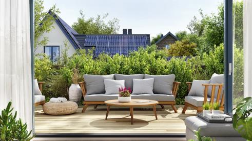 Outdoor patio attached to house draws homeowners outside for health and wellness