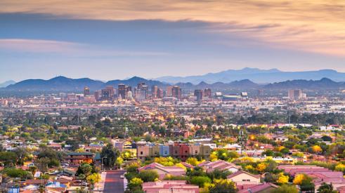 Aerial view of Phoenix Arizona housing