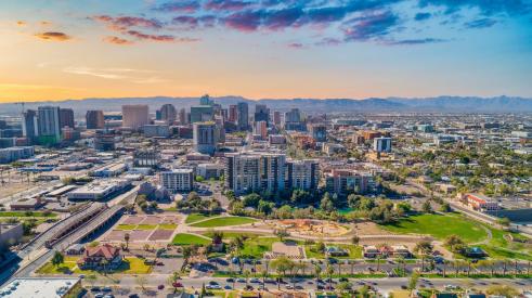 Phoenix city aerial view