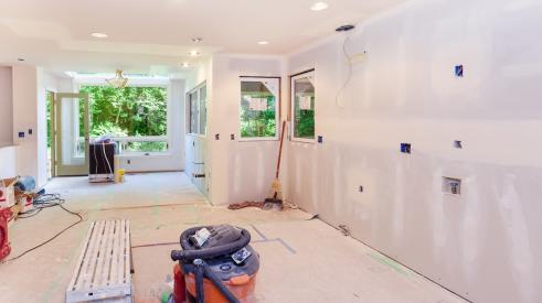 Interior of house being remodeled