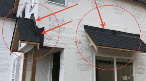 Construction defect that allows water intrusion