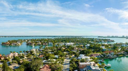 Aerial view of houses in Sarasota, Florida