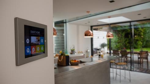 Smart home technology system on wall