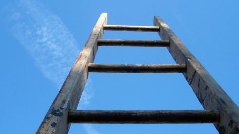 ladder reaching up to sky