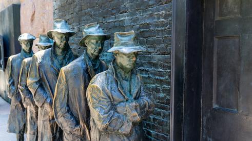 Statues of great depression line