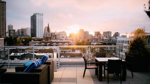 Rooftop lounge and view