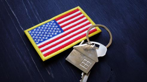 American flag patch and house keys