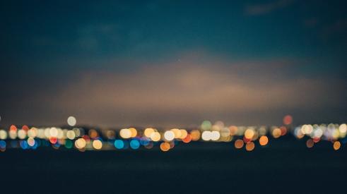 Blurry city lights at night