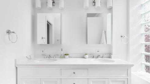 All-white modern bathroom vanity