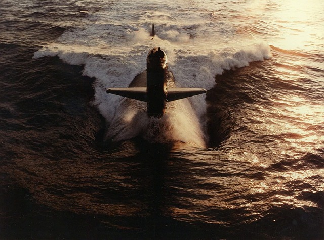 submarine above water